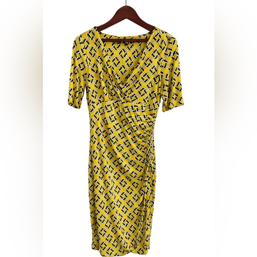 Ralph Lauren Yellow Geometric Midi Dress